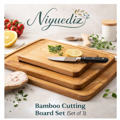 Niyuediz™ Bamboo Cutting Board Set (Set of 3) bamboo cutting board, kitchen accessories, chopping board, eco-friendly, sustainable kitchen