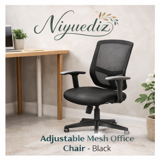 Niyuediz™ Adjustable Mesh Office Chair - Black, office chair, adjustable chair, ergonomic chair, home office furniture, comfortable chair